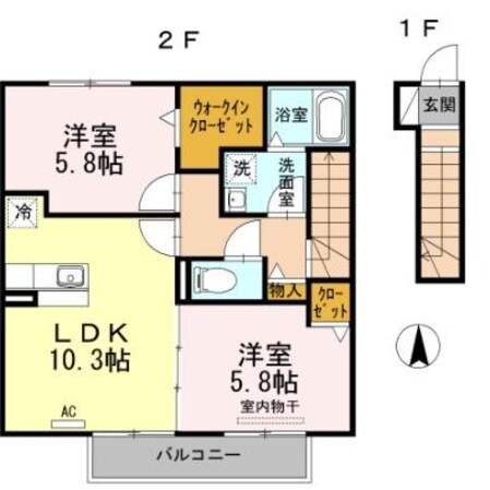 東神守 徒歩7分 2階の物件間取画像